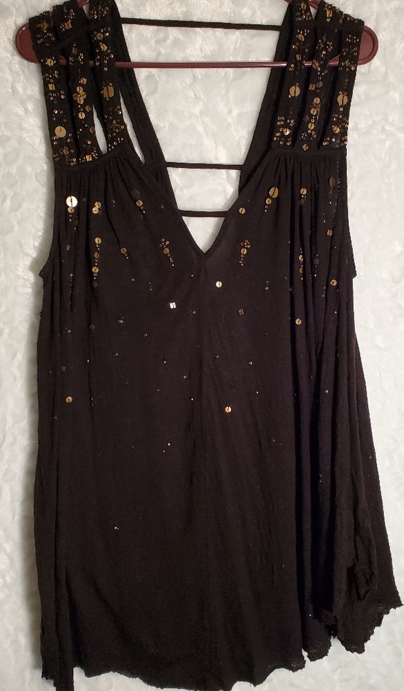 Free People Sequined Sleeveless Blouse Size M